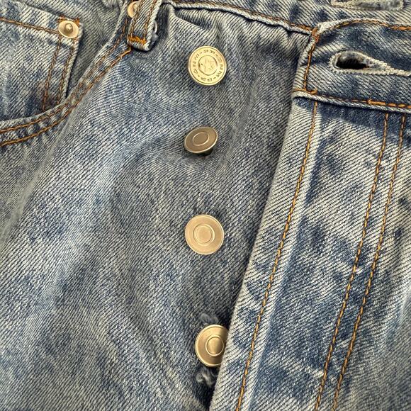 PRINCESS POLLY Sz 6 Trendy Asymmetric Straight Leg Lt Wash Oversized Denim Jeans - Picture 4 of 15